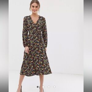 ASOS long sleeve floral wrap dress
